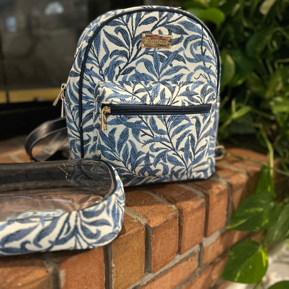 Blue Leaf Pattern Backpack